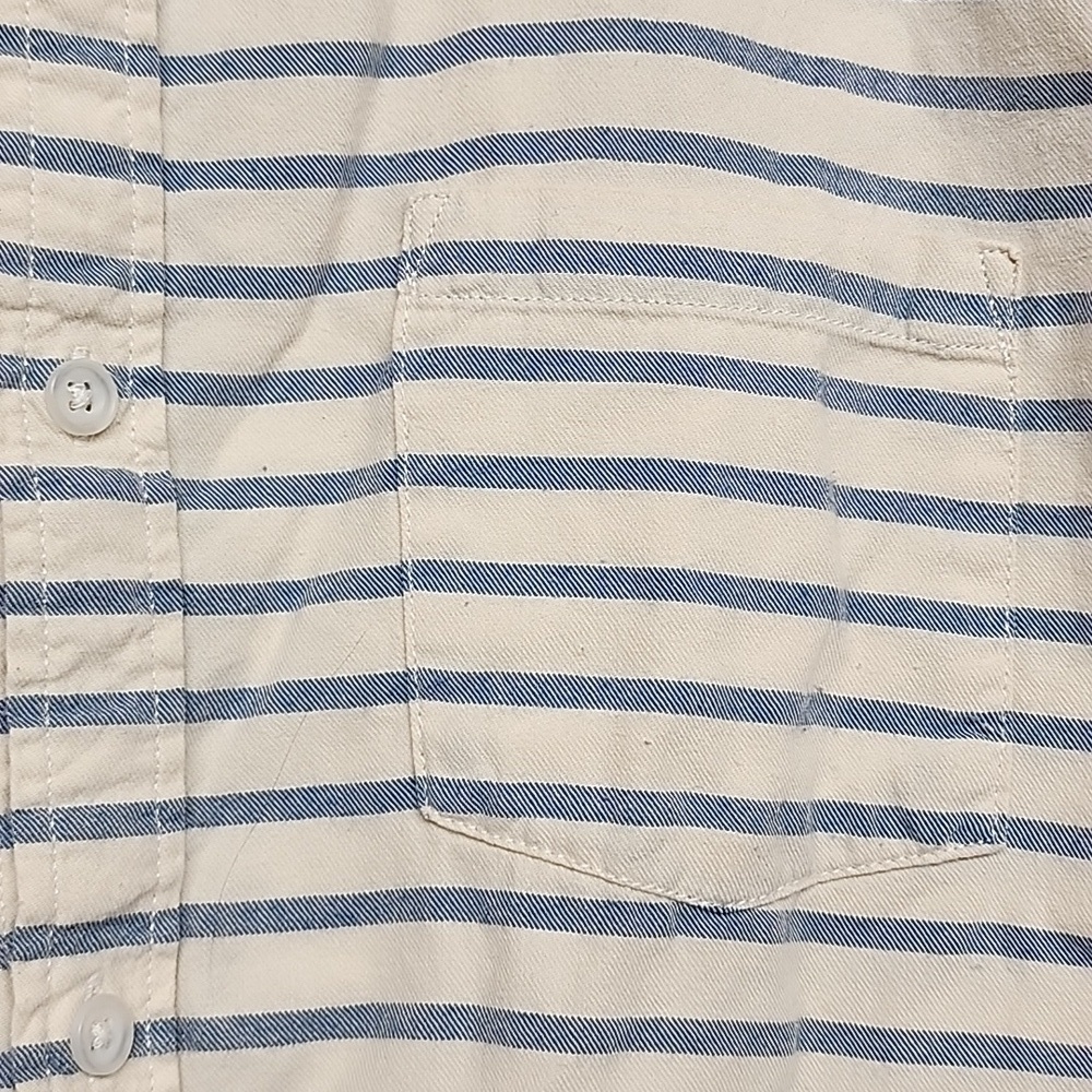 Marine Layer Marge Vintage Navy & Cream Striped Long Sleeved Shirt SF CA - Picture 2 of 7